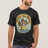 Retro Vancouver Surfen Raccoon T-Shirt (Vorderseite)