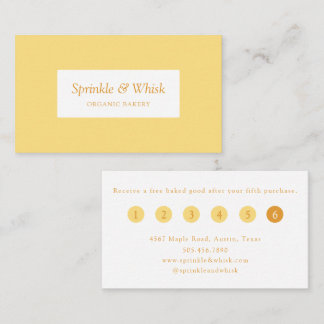 Retro Vanilla Yellow Heart Stripes Bakery Loyalty  Visitenkarte