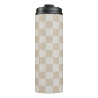 Retro-Vanille-Weiß Kaffee Creme Karo-Schach Thermosbecher