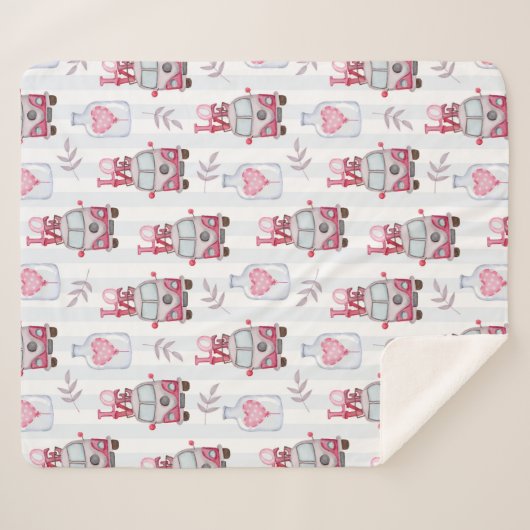 Retro Vans Sherpa Blanket Sherpadecke (Vorderseite (Horizontal))