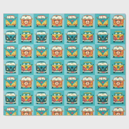 Retro Vans Wrapping Paper Geschenkpapier (Flach)