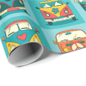 Retro Vans Wrapping Paper Geschenkpapier (Rolleneckpunkt)