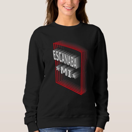 Retro Vaporwave Escanaba Michigan MI Sweatshirt (Vorderseite)