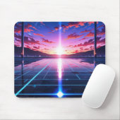 Retro-Vaporwave-Gitter-Horizont-Anime-Mauspad Mousepad (Mit Mouse)