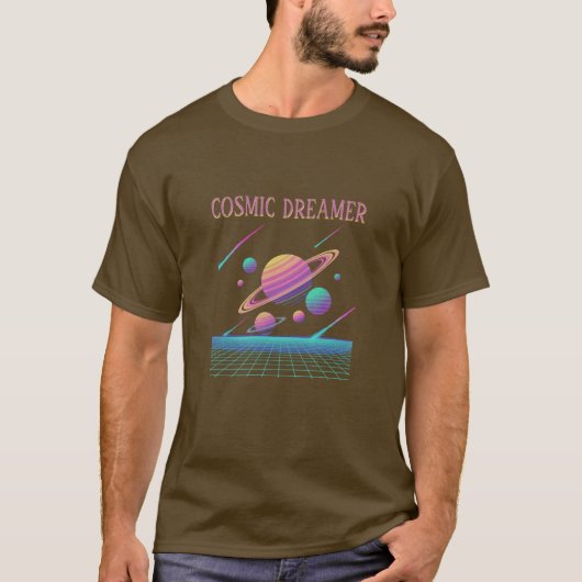 Retro-Vaporwave-Planeten-Synthwave T-Shirt (Vorderseite)