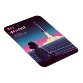 Retro Vaporwave Science Learning Space Exploration Magnet (Rechte Seite)