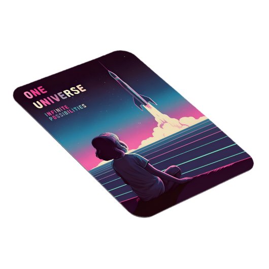 Retro Vaporwave Science Learning Space Exploration Magnet (Rechte Seite)
