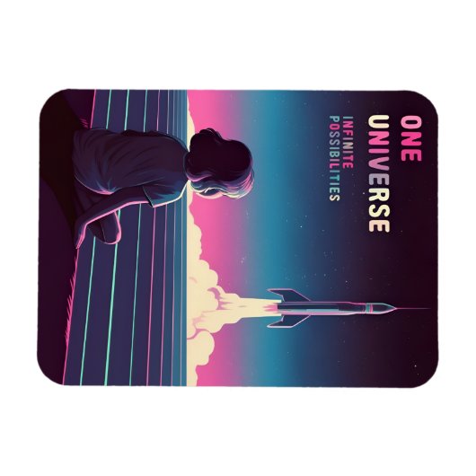 Retro Vaporwave Science Learning Space Exploration Magnet (Horizontal)