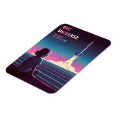 Retro Vaporwave Science Learning Space Exploration Magnet (Linke Seite)