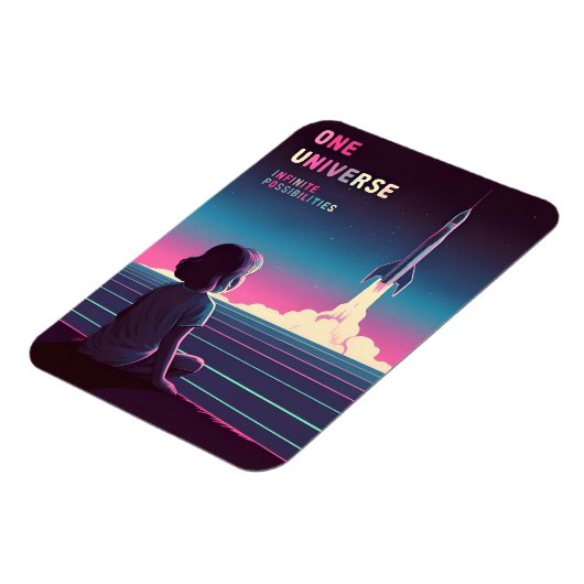 Retro Vaporwave Science Learning Space Exploration Magnet (Linke Seite)