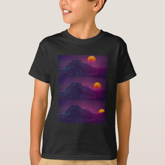 Retro Vaporwave Sunset EDM Ästhetischer Rave Tanz T-Shirt (Vorderseite)