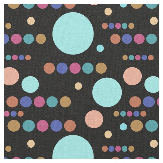Retro Varied Polka Dots auf schwarz Stoff (Nahaufnahme)