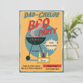 Retro Vater Chelor GRILLEN Party Babydusche Einladung (Stehend Vorderseite)