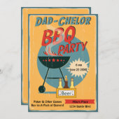 Retro Vater Chelor GRILLEN Party Babydusche Einladung (Vorne/Hinten)