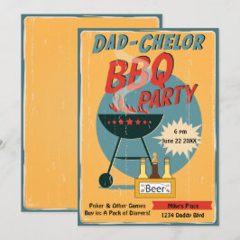 Retro Vater Chelor GRILLEN Party Babydusche Einladung