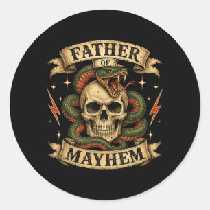 Retro-Vater des Chaos, harter Totenkopf-Biker-Vate Runder Aufkleber