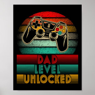 Retro-Vater-Level freigeschaltet Neuer-Vater-Contr Poster