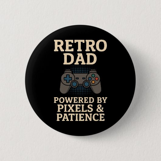 Retro Vater Pixel Gamer Design Button (Vorderseite)