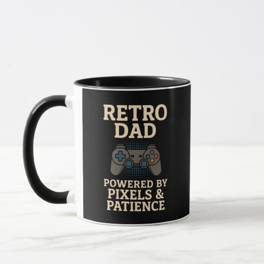 Retro Vater Pixel Gamer Design Tasse (Links)