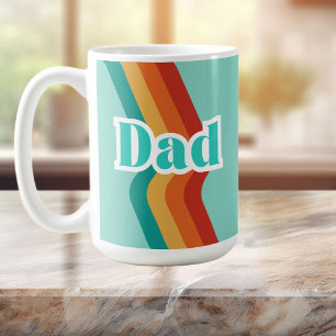Retro-Vater-Tasse, türkisblau mit Streifen zum Vat Kaffeetasse