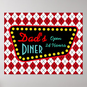 Retro Vaters Diner Sign Art Poster Geschenk