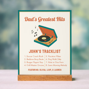 Retro Vatertag "Dads größte Hits" individuell ange Acrylschild