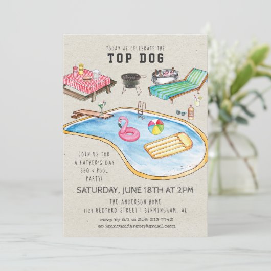 Retro Vatertag GRILLEN Einladung (Stehend Vorderseite)