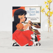 Retro Vatertag - Mit Liebe von Tochter, Karte (Gelbe Blume)