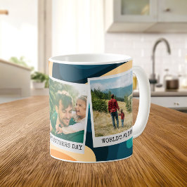Retro Vathers Day Personalisiert 3 FotoCollage Kaffeetasse