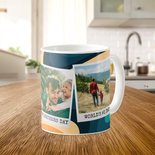Retro Vathers Day Personalisiert 3 FotoCollage Kaffeetasse