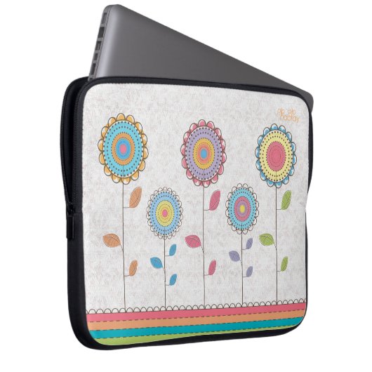 Retro Vector Rainbow Flower Garden Abstrakt Laptopschutzhülle (Vorne Rechts)