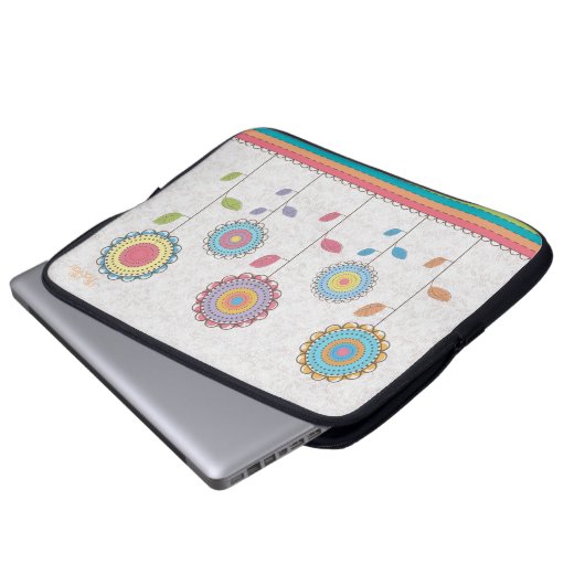 Retro Vector Rainbow Flower Garden Abstrakt Laptopschutzhülle (Vorne Knopf)