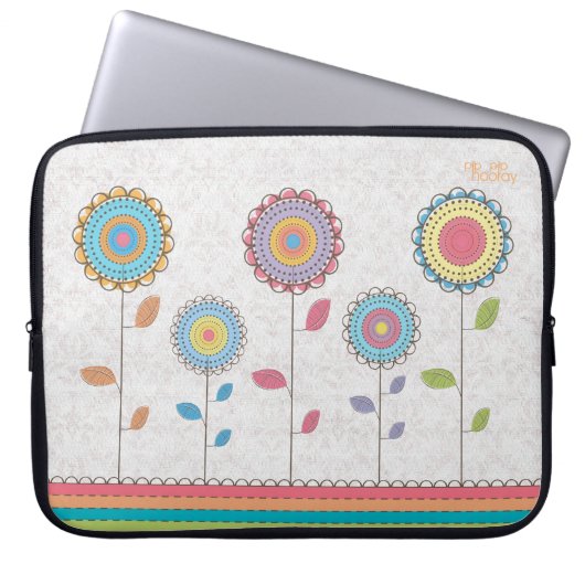 Retro Vector Rainbow Flower Garden Abstrakt Laptopschutzhülle (Vorderseite)