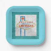 Retro Vegas Sign Grunge Style Pappteller (Vorderseite)