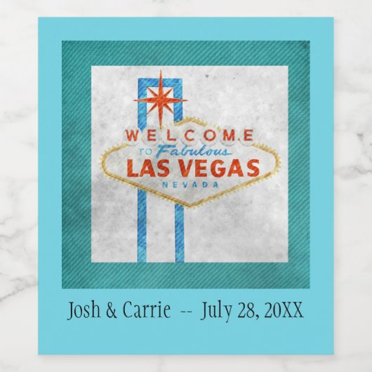 Retro Vegas Sign Grunge Style Weinetikett (Einzelnes Label)