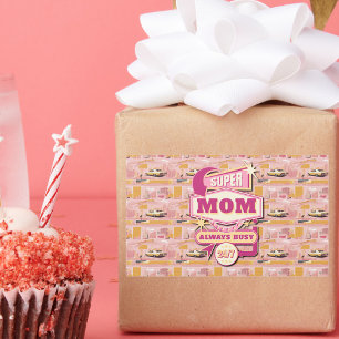 Retro Vegas Style Super Mama der 70er Jahre immer  Rechteckiger Aufkleber