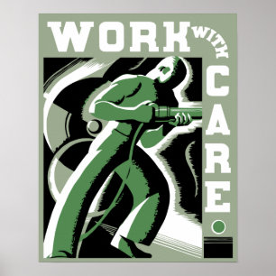 Retro-Vektor Art Deco Arbeiten Sie mit Bedacht Poster