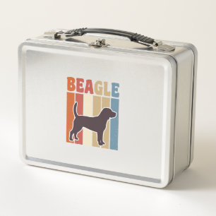 Retro-Vektor-Design mit gestreiftem Vintage-Beagle Metall Brotdose