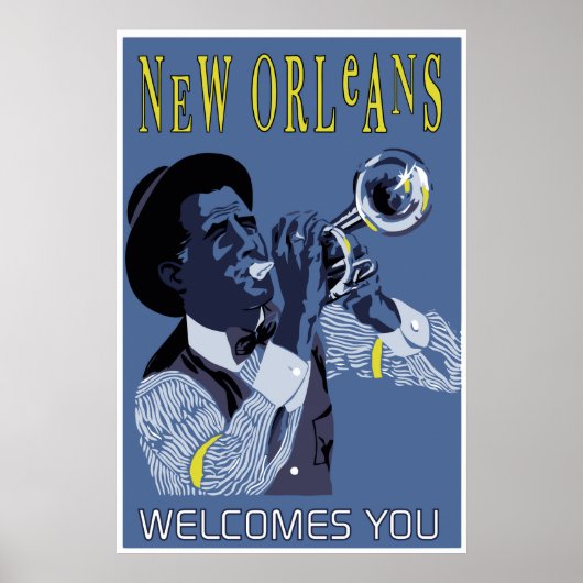 Retro Vektor Kunst, Dichtung und Musik New Orleans Poster (Vorne)