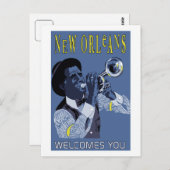 Retro Vektor Kunst, Dichtung und Musik New Orleans Postkarte (Vorne/Hinten)