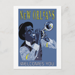 Retro Vektor Kunst, Dichtung und Musik New Orleans Postkarte