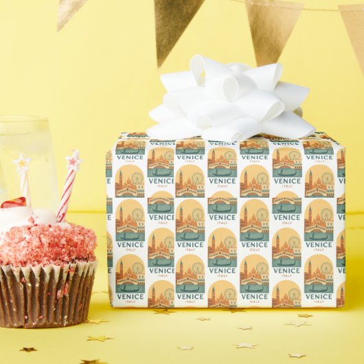 Retro Venedig Italien Geschenkpapier – Gondel (Geburtstagsparty)