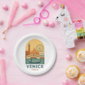 Retro-Venedig Italien-Reise-Papierteller – Retro Pappteller (Party)