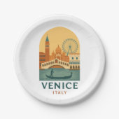 Retro-Venedig Italien-Reise-Papierteller – Retro Pappteller (Vorderseite)