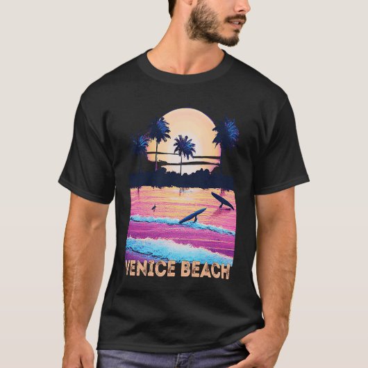 Retro Venice Beach California Souvenir Surf T-Shirt (Vorderseite)