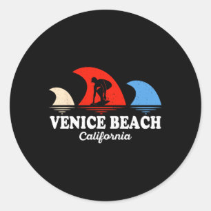 Retro Venice Beach Kalifornien Surfen Runder Aufkleber