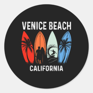 Retro Venice Beach Kalifornien Surfen Strand Runder Aufkleber