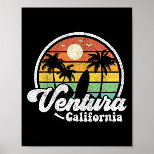 Retro Ventura Beach Kalifornien Ca Surfen Vintage  Poster