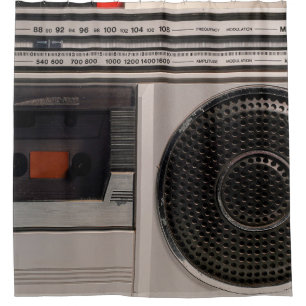 Retro veraltete tragbare Stereo-Radio-Reco Duschvorhang