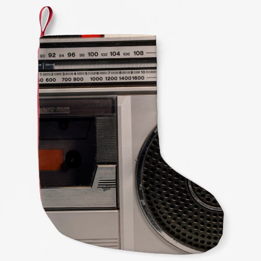 Retro veraltete tragbare Stereo-Radio-Reco Kleiner Weihnachtsstrumpf (Vorderseite)